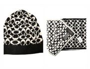 Authentic Coach Signature Jacquard Monogram Beanie & Knit Logo Scarf Set NWT