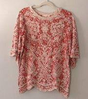 Fall Floral Cream Embroidered Blouse Bell Sleeves Medium