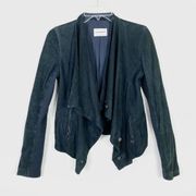 Club Monaco Dark Green Suede Leather Cowl Waterfall Jacket