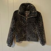 Generation Love Leopard Grey Faux Fur Jacket Size Small