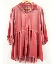 Boutique Women's Pink Velvet Peplum Top size 1X