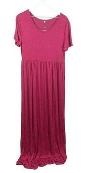 NEW Women's Boutique T-Shirt Maxi Dress Maroon Burgundy Red Plus Size XXL