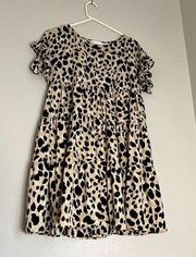 Everly leopard cheetah babydoll dress Sz S