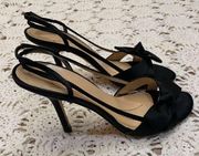 strappy heels black satin size 7.5