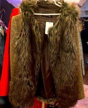 FAUX FUR AND LEATHER VEST