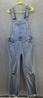 Paige Women's Denim Coverall High Rise Sierra Raw Hem Size 27 Light Wash