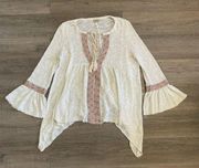 Anama size small cream embroidered top boho over size blouse