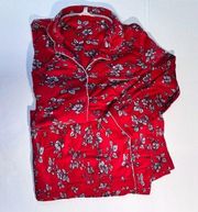 Secret Treasure Delicate Floral Red Velour Notch Collar Pajama Sleep Set Size XL