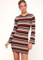 Ali & Jay striped bell sleeve sweater dress