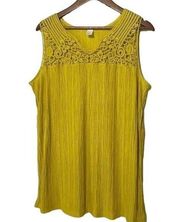 Jones New York Sleeveless Yellow Crochet Tank Top