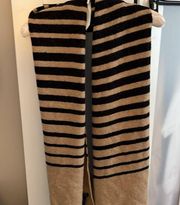 NWT Lauren Ralph Lauren Camel Black Alpaca Wool Striped Scarf