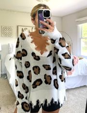 Leopard Print Destroyed Sweater