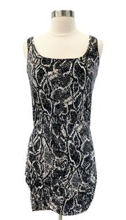 NEW Tart Womens XS Snakeskin Print Mini Dress Black Cream Bodycon Stretchy