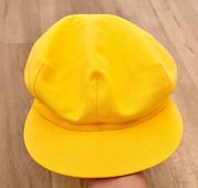 Super Rare  Newsboy Cotton Cap Hat Beret Yellow W/ Plaid Size L - NWT