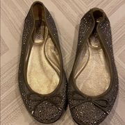 Jimmy Choo Grey Leather Flats w. Silver Grommets