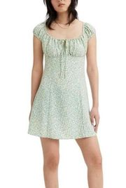 Levi's Green White Floral V-Neck Cap Sleeve Women's Mini Dress Size Medium