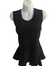 J CREW Structured Peplum Hem Top Medium F3627 Dressy Date Night Brunch Black