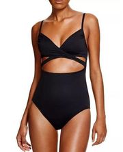 NWT Vince Camuto Wrap Around Maillot One Piece Swimsuit Black Women's Size 6