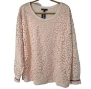 Lane Bryant Light Pink Lace Overlay Lightweight Sweatshirt