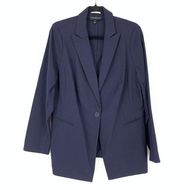 Lane Bryant Blazer Jacket Women's Size 14 Button Front Long Sleeve Navy Blue