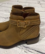 Collection Women's Dark Tan Leather Maye Strap Ankle Boots Sz 5M.