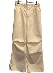 CIDER High Rise Cream Wide Leg Palazzo Double Knee Jeans Size S (4)