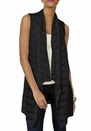 "INC INTERNATIONALCONCEPTS" BLACK TEXTURED WATERFALL OPEN VEST SWEATER SZ: S NWT