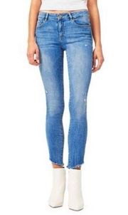 DL1961 Florence Instasculpt Distressed Raw Hem Skinny Jeans Rowland Wash Size 29