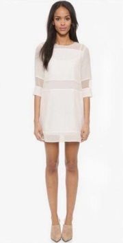 Elizabeth and James Silk Sidonie Organza Crepe Panel Dress Ivory Off-white Small
