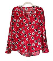 Juicy Couture Red White Floral Blouse Size Small