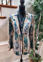 VTG Toni Garments For C.C. Magic Floral Long Sleeve Single Breasted Blazer XL