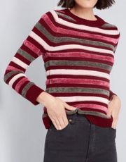 crewneck pullover striped knit sweater