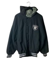 Vintage Raiders NFL Big Logo Jacket Black Gray XL Extra Large USA Patch Nylon