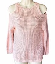 NWT ~ PACSUN Pink Cotton Cold Shoulder Sweater by L A HEARTS ~ Womens Size LARGE