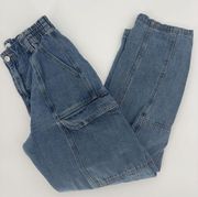 RSQ Light Wash Cargo Jeans Women's Size 28 pockets Belt Hoops