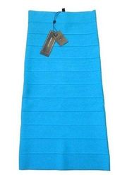 NWT BCBG MAXAZRIA Leger in Cyan Blue Knit Bandage Pencil Skirt XS $178