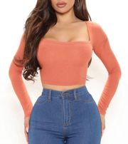 Orange Square Neck Crop Top