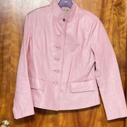 Chadwick's Pink Leather Button Front Jacket size 12 Fully Lined