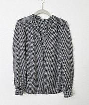 [Joie] Black White Houndstooth Split Neck Button Down Shirt Casual Size Small S