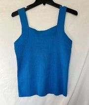 Ann Taylor Blue Ribbed Square neck Tank Top - Size M-NWT