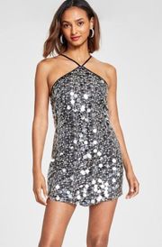 Sequin Halter Mini Dress