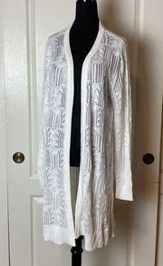 SOFT SURROUNDINGS WHITE KNIT LONGLINE CARDIGAN KIMONO