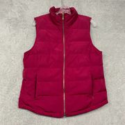 Talbots Jacket Womens M Vest Puffer Red Down Feather Full Zip Pockets Outdoor