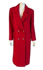 Leslie Fay double breasted Wool Long Coat Red