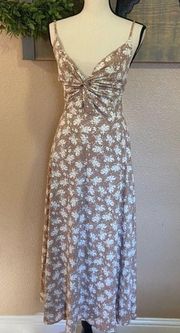 NWOT Lulus Picturesque Moments Brown Floral Print Strappy Maxi Dress