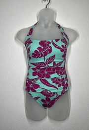 Tommy Bahama  Halter Neck One Piece Swimsuit Size 14 Tropical Floral