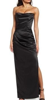 HOUSE OF CB Adrienne Satin Strapless Gown (XS, D/E (fuller cup)