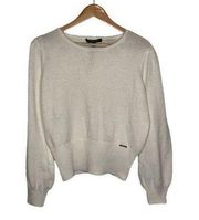 Marc New York Sweater White Puff Sleeves Long Sleeves Size Large NWT