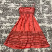 BCBG MAXAZRIA Pink Brown Embroidered Dress XS AS IS