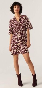 NEW ba&sh Groove Graphic Print Shirt Dress, Bordeaux Size 3 New w/Tag (Sold Out)